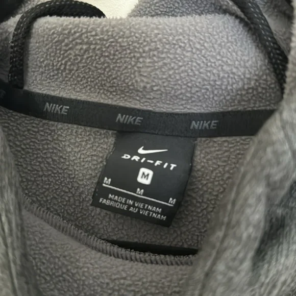 Nike Dri-Fit Space Dye Hoodie Sweatshirt Grey Black funnel neck medium fleece - Picture 6 of 8